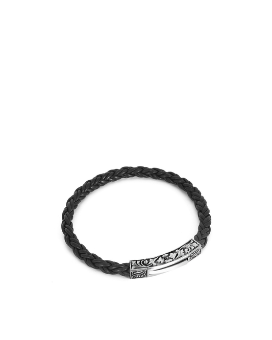 Single Long Engraved Men’s Silver Bracelet