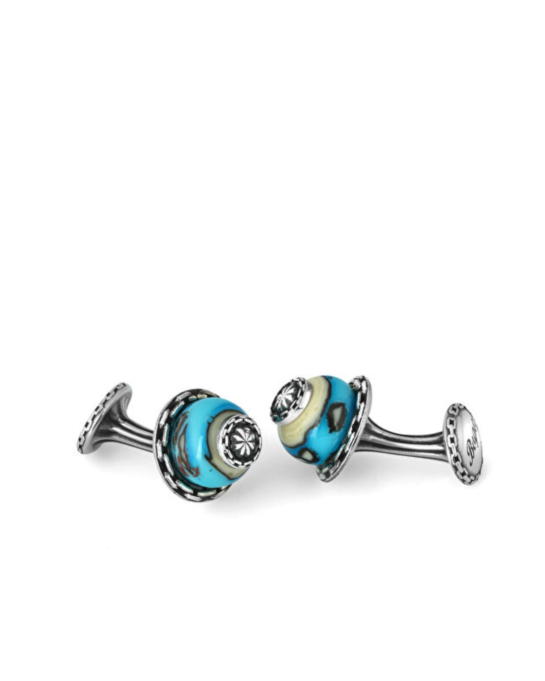 Glass Beads-M Chain Fx Silver Cufflinks