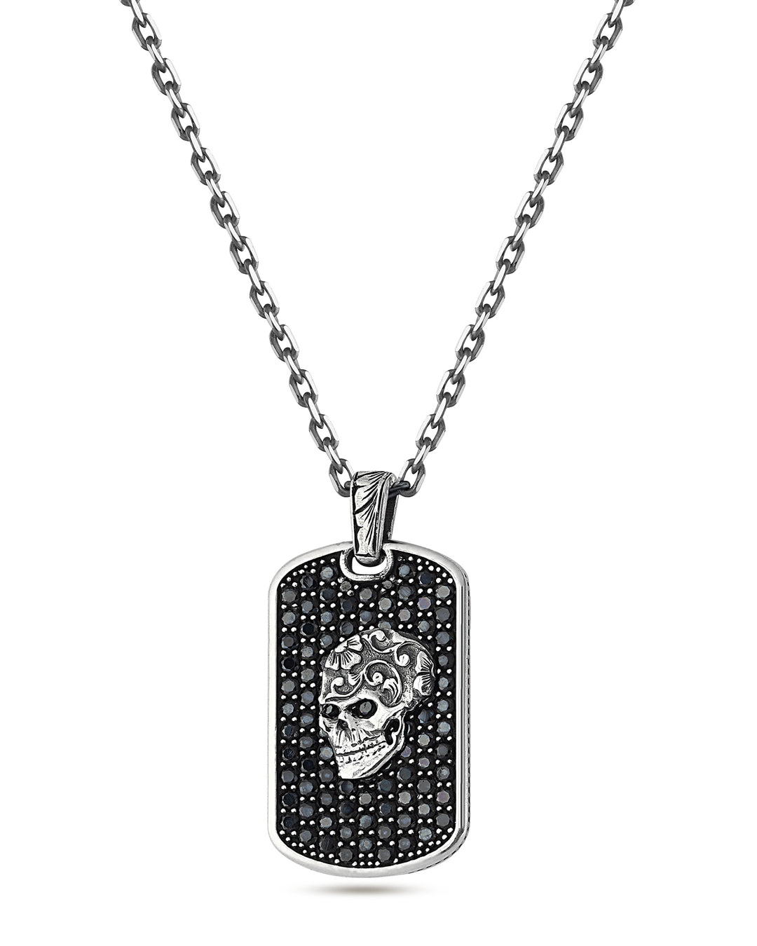 Skull ZC Bubble Back Men’s Silver Necklace