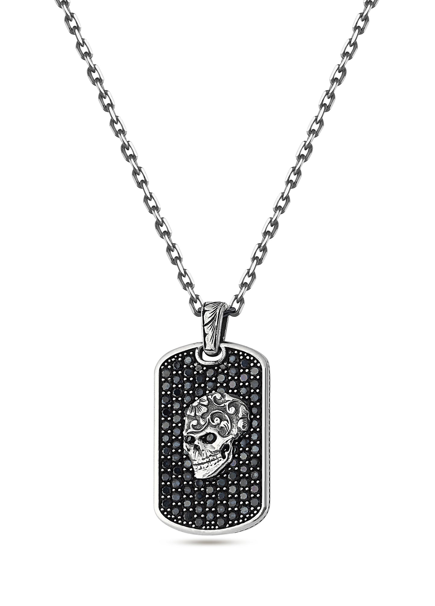 Skull ZC Bubble Back Men’s Silver Necklace