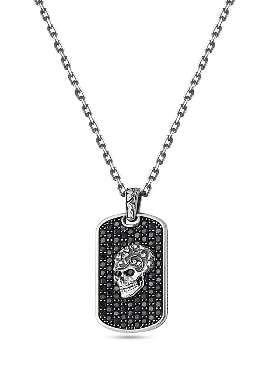 Skull ZC Bubble Back Men’s Silver Necklace