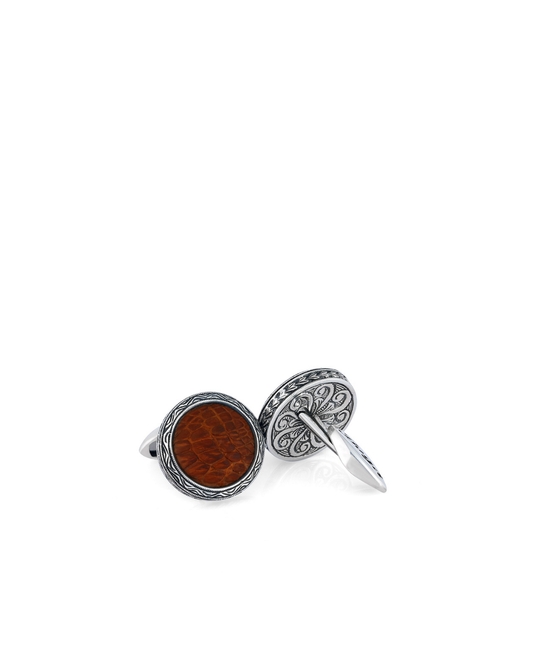 Snake Circular Sml Silver Cufflinks