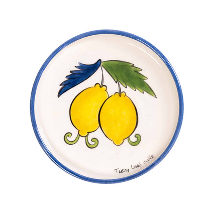 Sorrento Lemon Handmade Ceramic Blue Mini Plate 14 cm