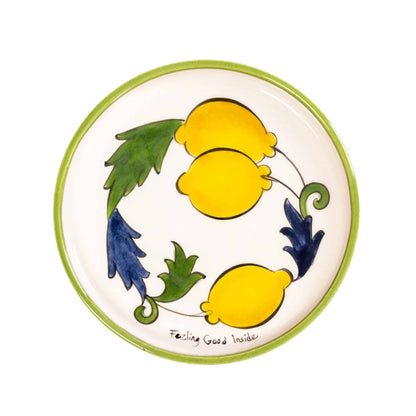 Sorrento Lemon Handmade Ceramic Green Mini Plate 14 cm