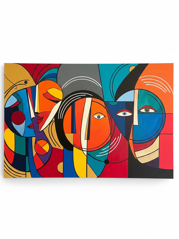 Spirits Becoming One 60 × 120 cm Surrealist Geometric Abstraction Oil Painting On Canvas