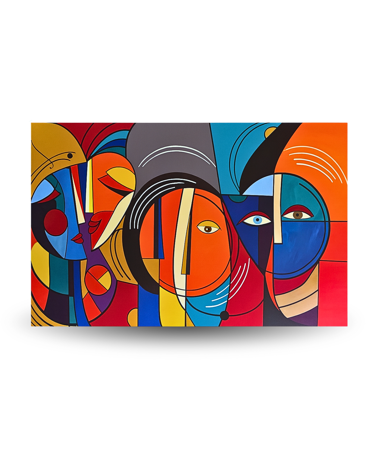 Spirits Becoming One 60 × 120 cm Surrealist Geometric Abstraction Oil Painting On Canvas