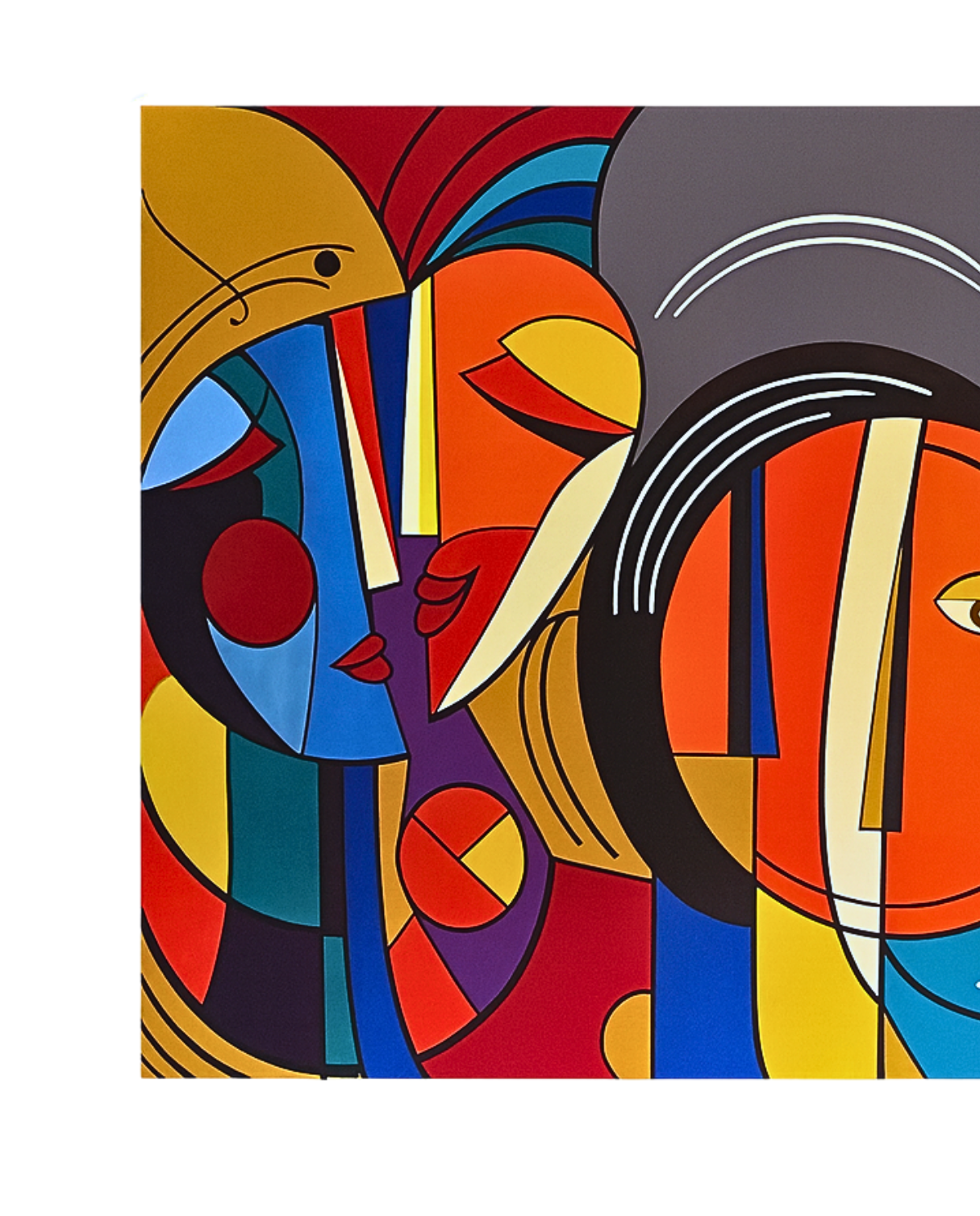 Spirits Becoming One 60 × 120 cm Surrealist Geometric Abstraction Oil Painting On Canvas