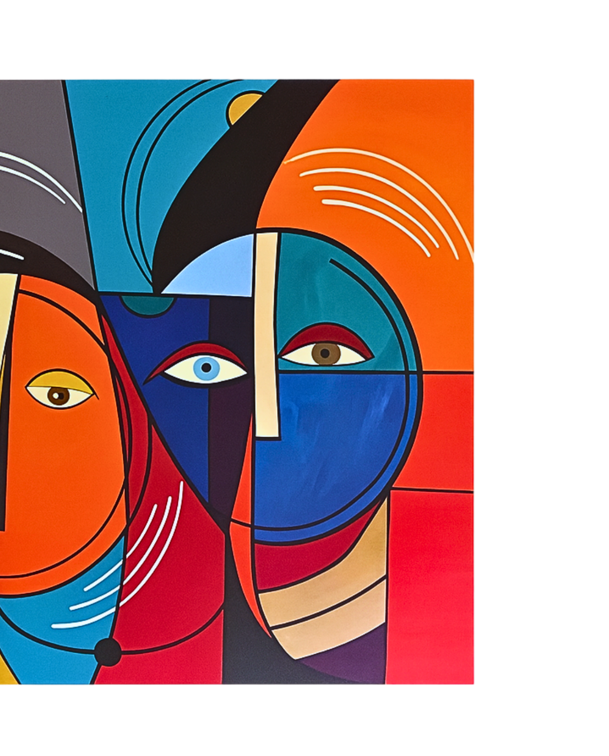 Spirits Becoming One 60 × 120 cm Surrealist Geometric Abstraction Oil Painting On Canvas