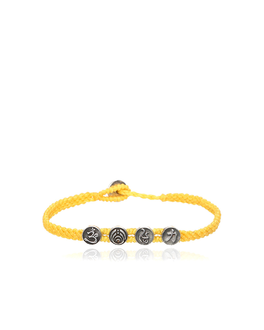 Strenght Symbols Flat Braided Silver Bracelet