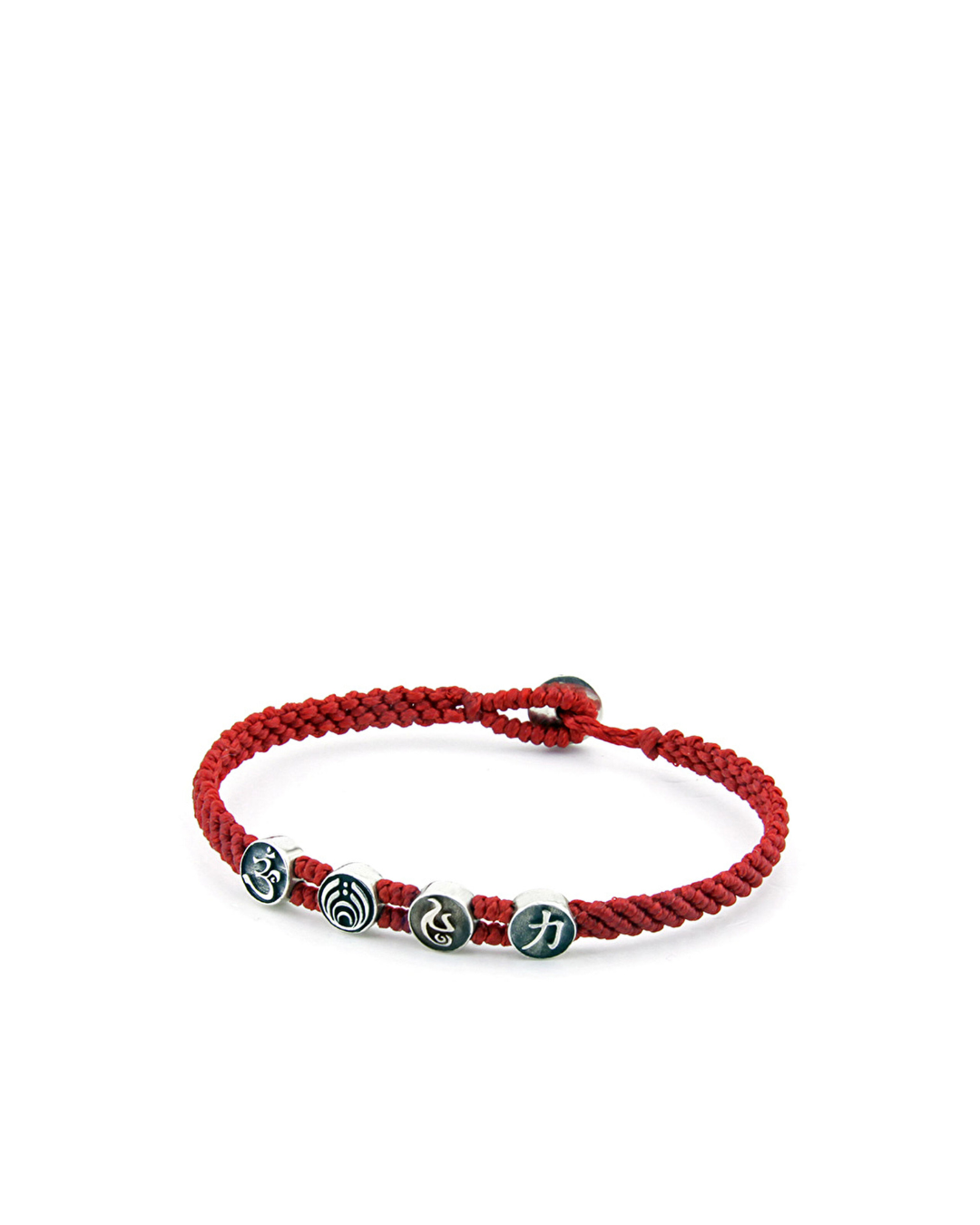 Strenght Symbols Flat Braided Silver Bracelet