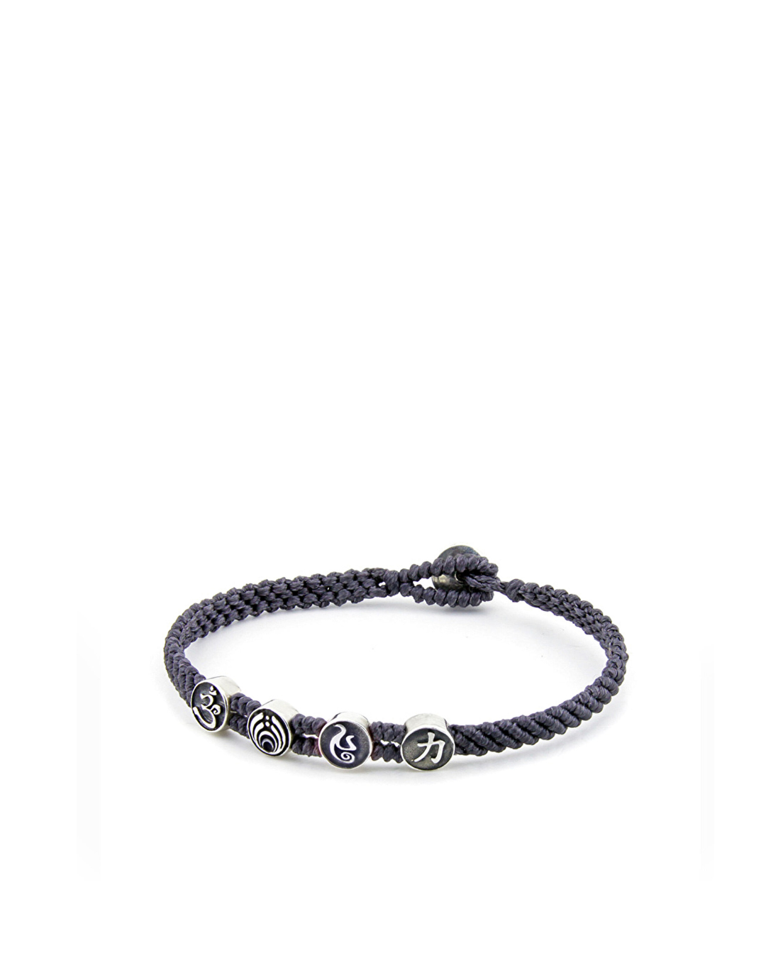 Strenght Symbols Flat Braided Silver Bracelet