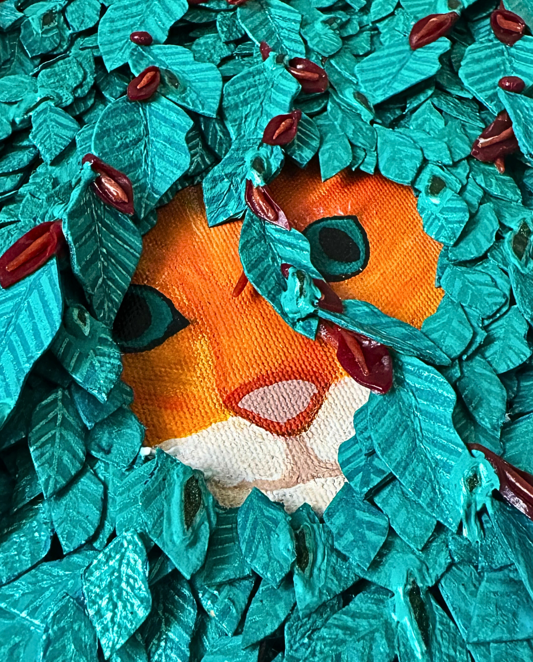 The Cat 41x51cm Neo-Organic Surrealist Mixed Media Painting