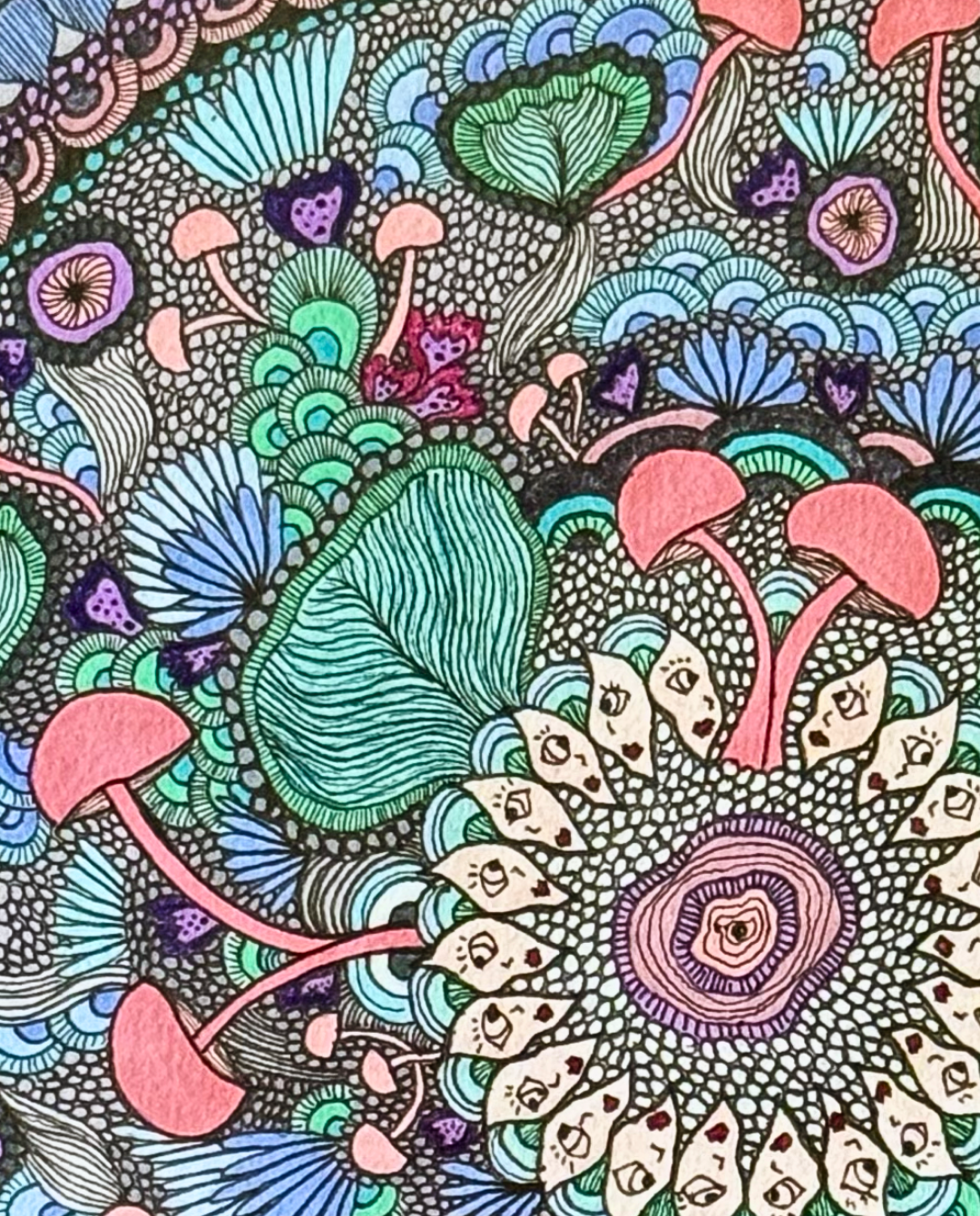 The Confusion 33x33cm Neo-Organic Fungi Series Drawing