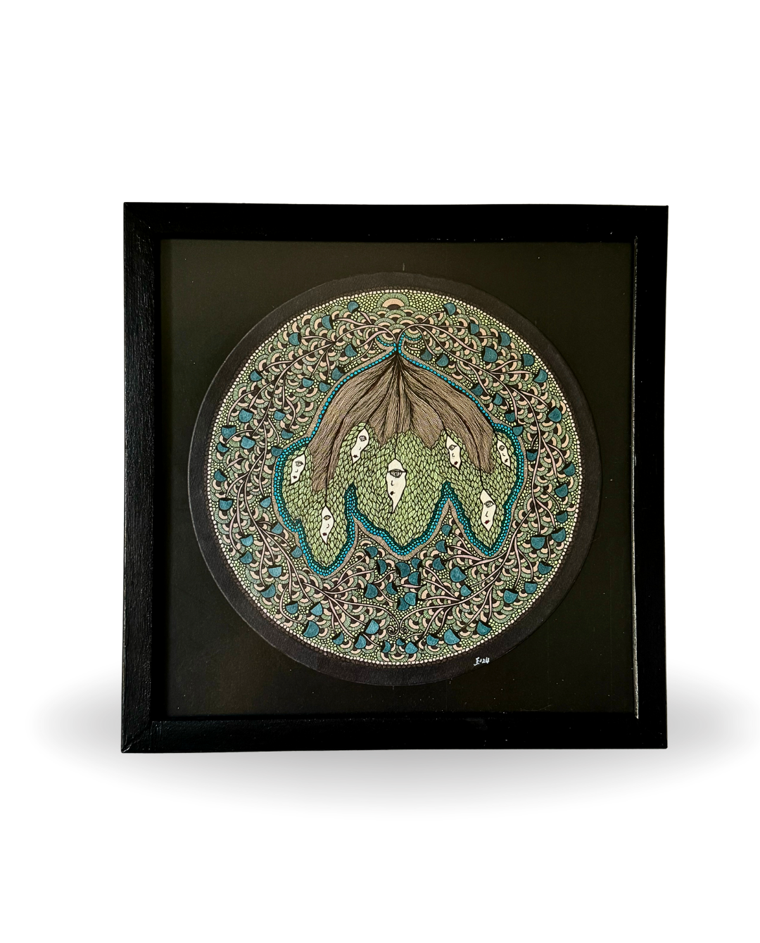 The Cycle 31.5x31.5cm Neo-Organic Surrealist Drawing