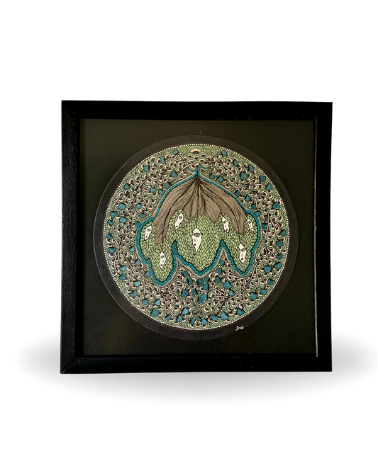 The Cycle 31.5x31.5cm Neo-Organic Surrealist Drawing