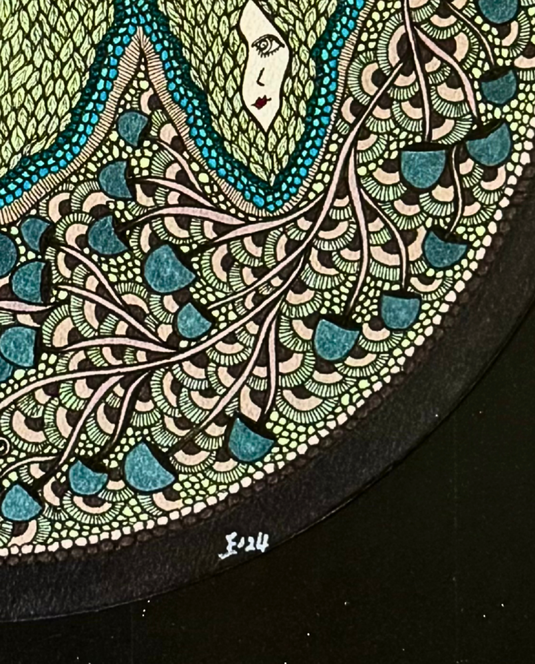 The Cycle 31.5x31.5cm Neo-Organic Surrealist Drawing