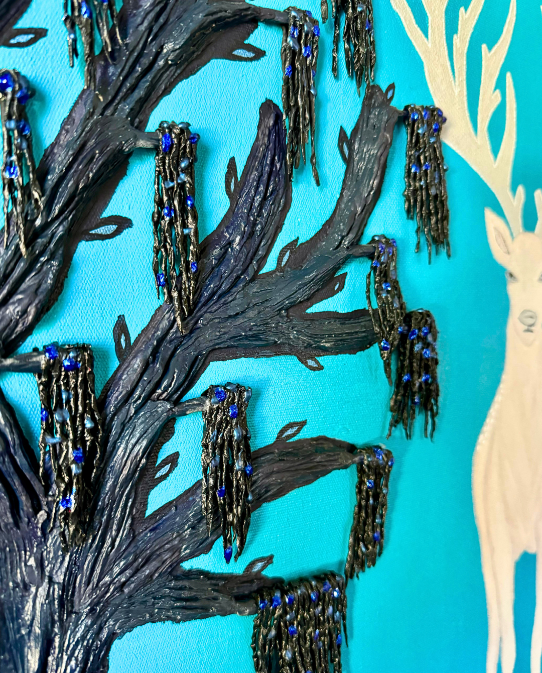 The Deer 60x90cm Neo-Organic Surrealist Mixed Media Painting