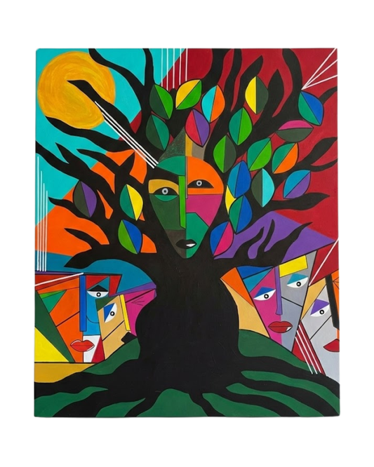 Tree of Life 100 × 80 cm Symbolic Geometric Oil Painting On Canvas