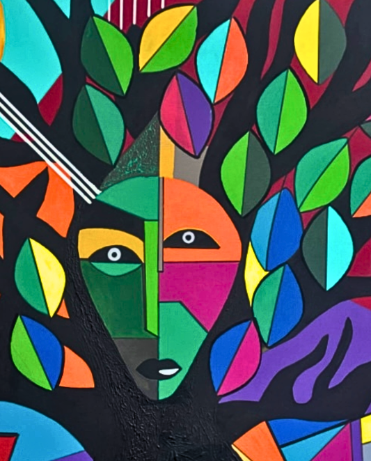 Tree of Life 100 × 80 cm Symbolic Geometric Oil Painting On Canvas