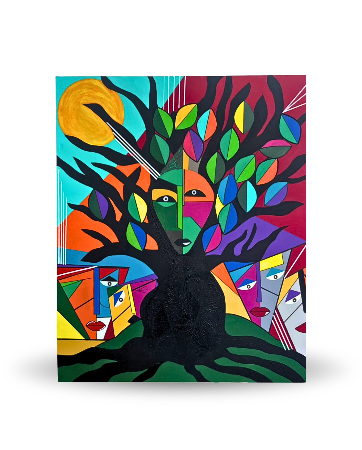 Tree of Life 100 × 80 cm Symbolic Geometric Oil Painting On Canvas