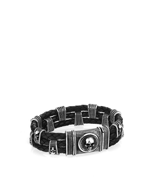 Triple Bbl-Lock 3d Skull Men’s Silver Bracelet