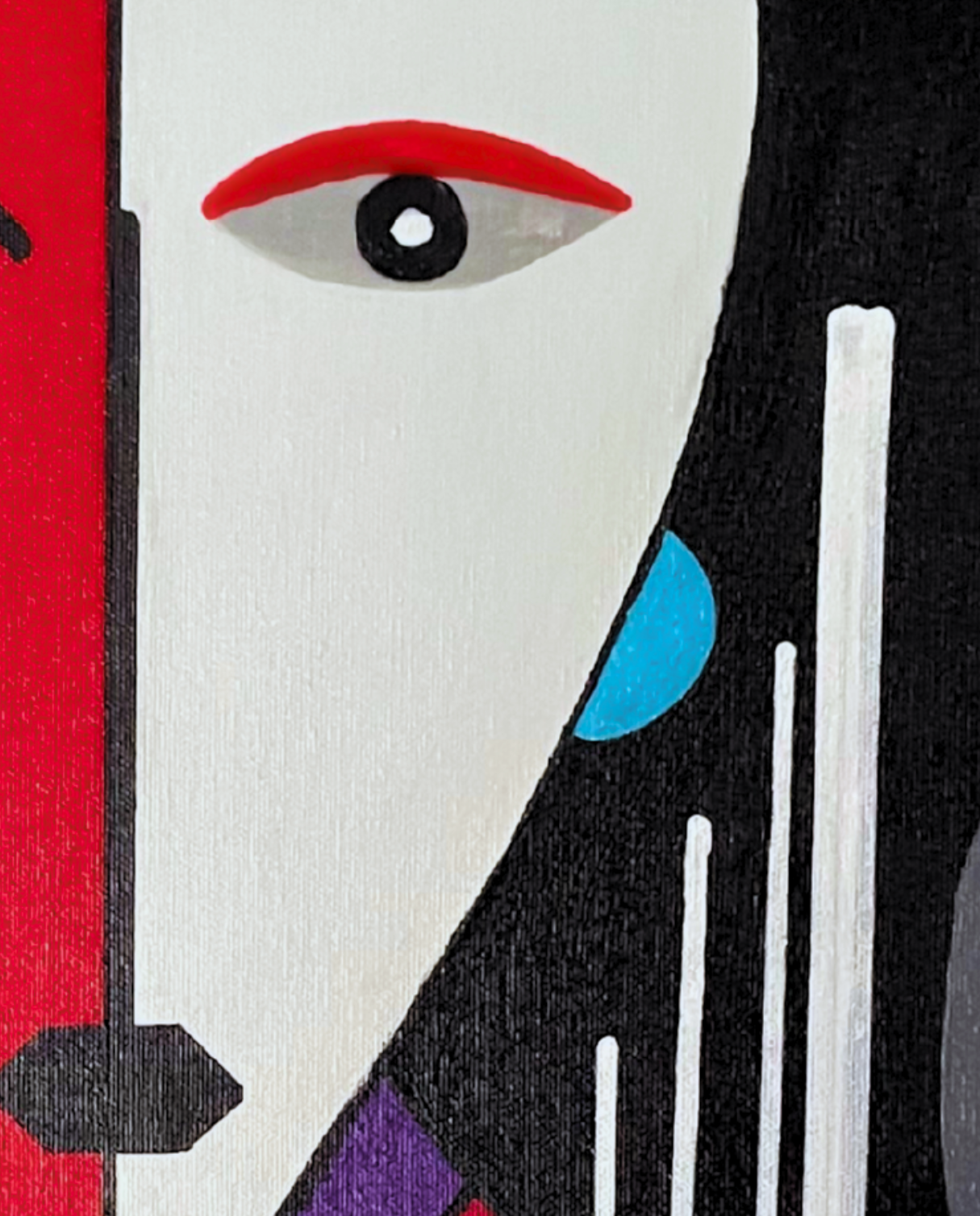 Two Faced Mirror 80 × 60 cm Surrealist Geometric Abstraction Oil Painting On Canvas