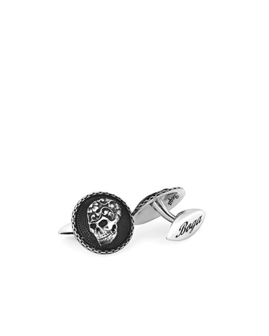 Warrior Chain Shield Skull Silver Cufflinks