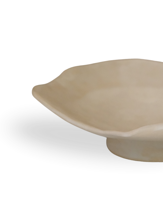 Wavecut Sandsheen Handmade Beige Ceramic Plate
