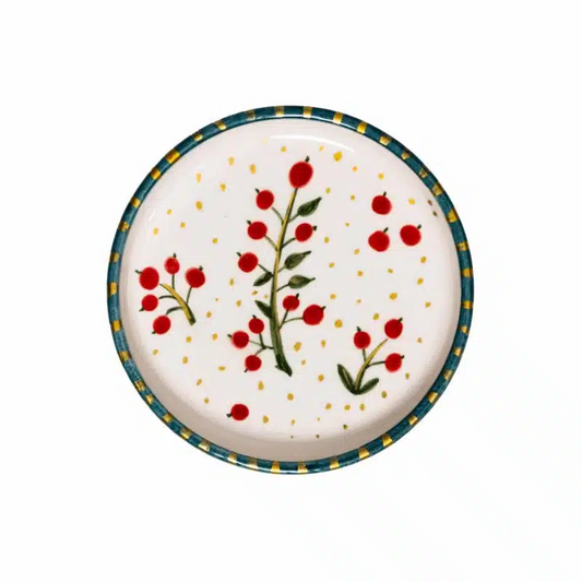 Xmas Cherry Berry Handmade Ceramic Mini Plate