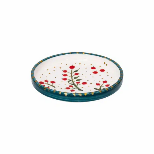 Xmas Cherry Berry Handmade Ceramic Mini Plate