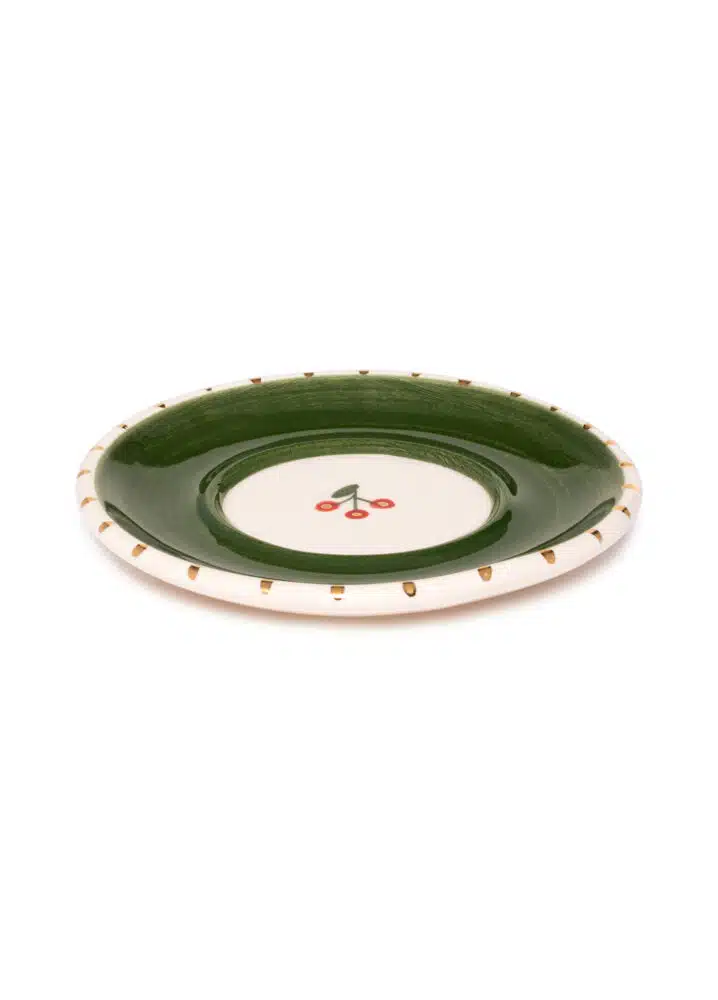 Xmas Cherry Berry Green Handmade Ceramic Turkish Coffee Cup Set