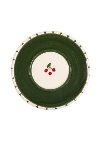 Xmas Cherry Berry Green Handmade Ceramic Turkish Coffee Cup Set