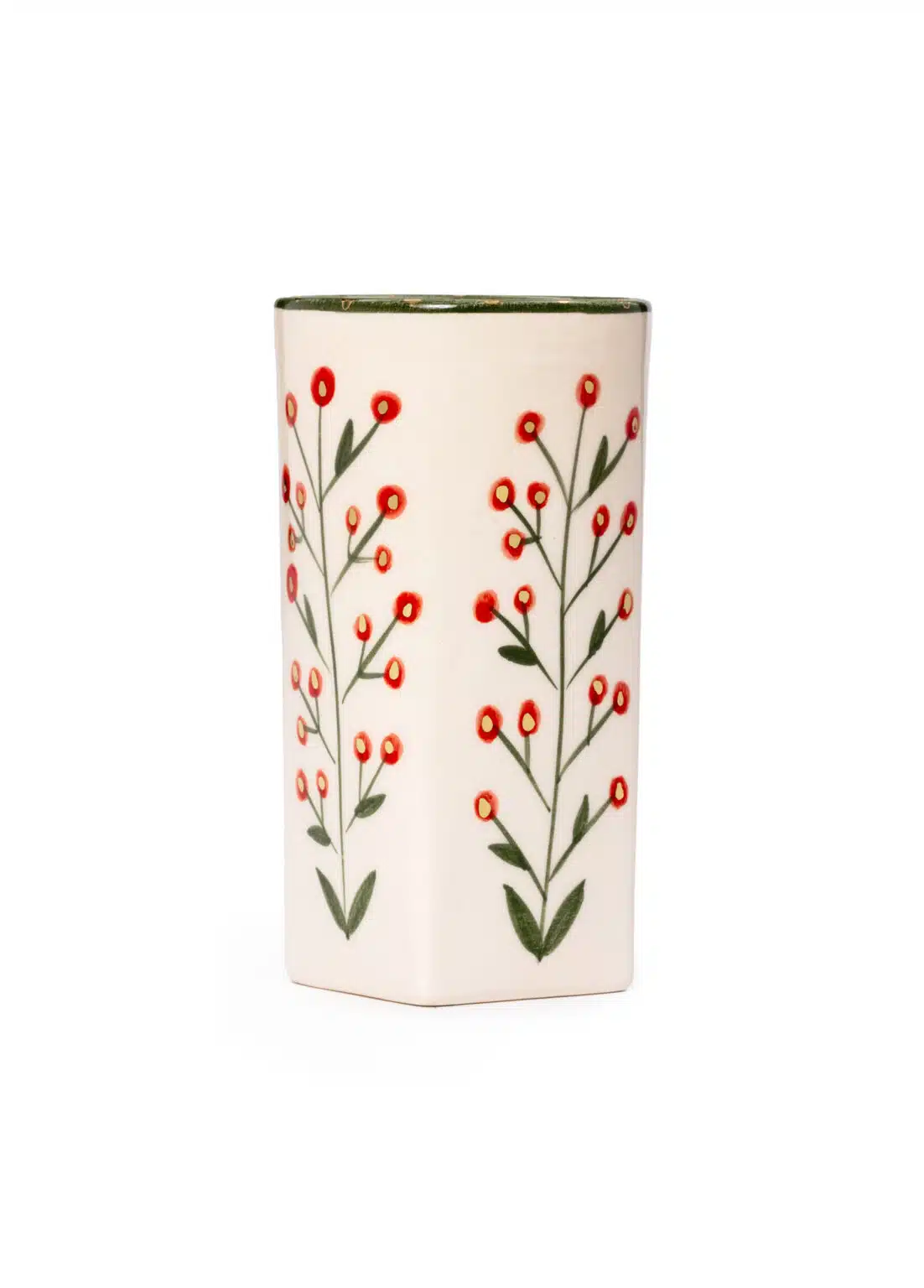 Xmas Cherry Berry Green Handmade Ceramic Tall Mug – Grisini Cup