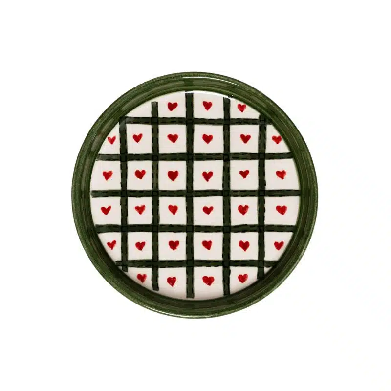Xmas Hearts Handmade Ceramic Mini Plate