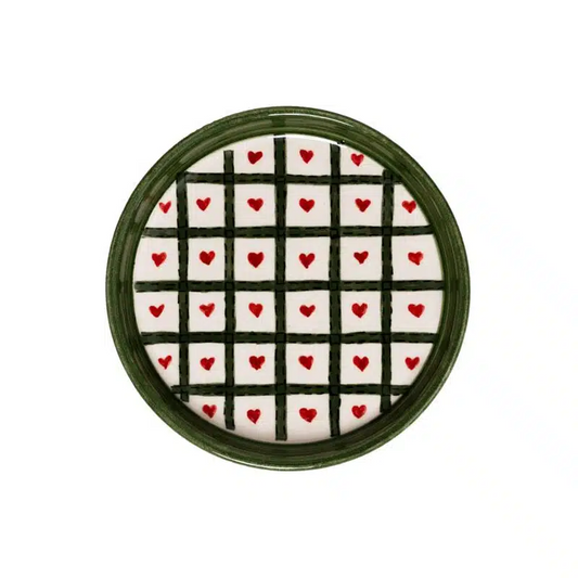 Xmas Hearts Handmade Ceramic Mini Plate