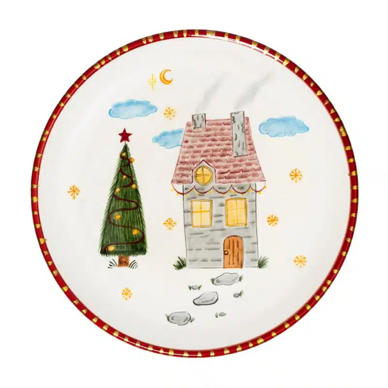 Xmas Home Handmade Ceramic 25 cm Dinner Plate