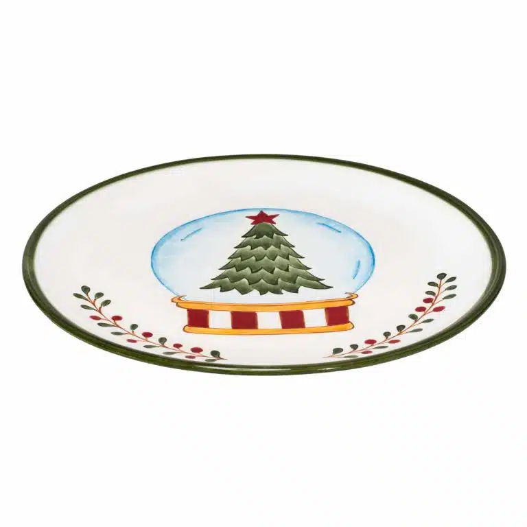 Xmas Snow Globe Handmade Ceramic 25 cm Dinner Plate
