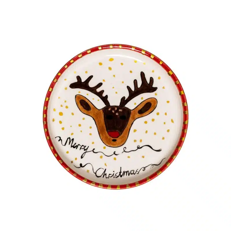 Xmas Merry Deer Handmade Ceramic Mini Plate