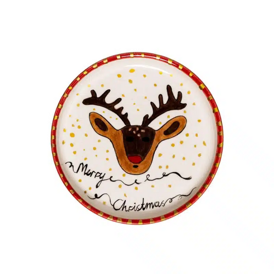 Xmas Merry Deer Handmade Ceramic Mini Plate