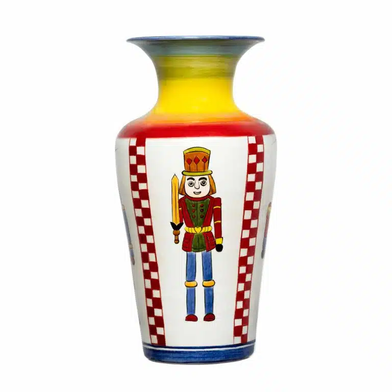 Xmas Nut Cracker Rainbow Handmade Ceramic Large Vase
