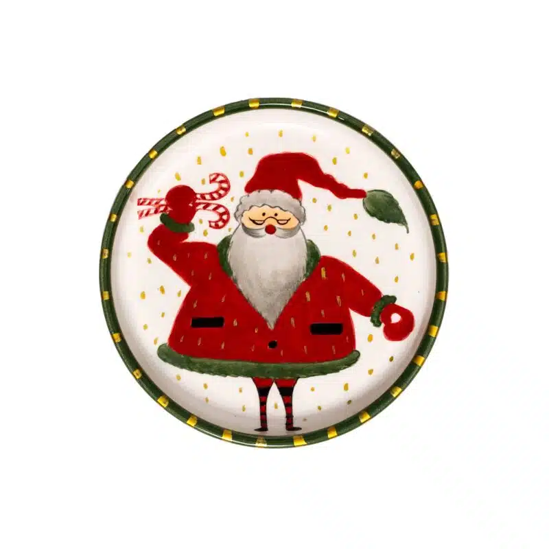 Xmas Santa Claus With Candy Handmade Ceramic Mini Plate