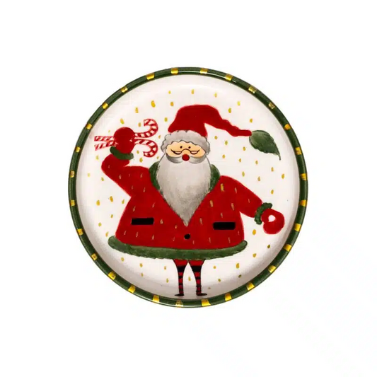 Xmas Santa Claus With Candy Handmade Ceramic Mini Plate
