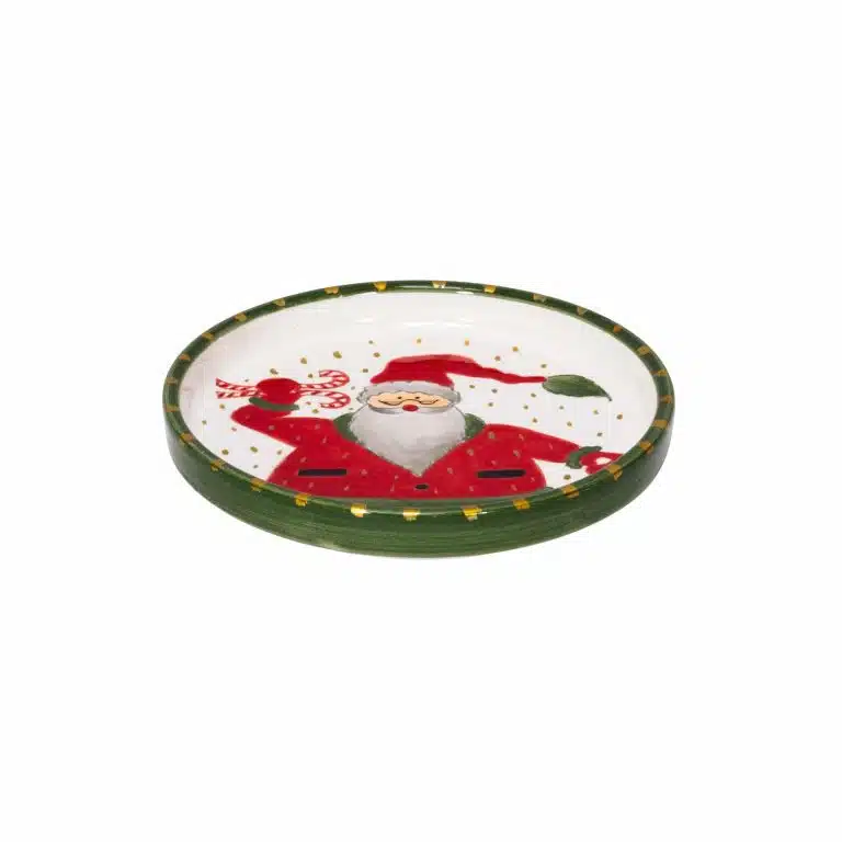 Xmas Santa Claus With Candy Handmade Ceramic Mini Plate