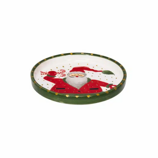 Xmas Santa Claus With Candy Handmade Ceramic Mini Plate