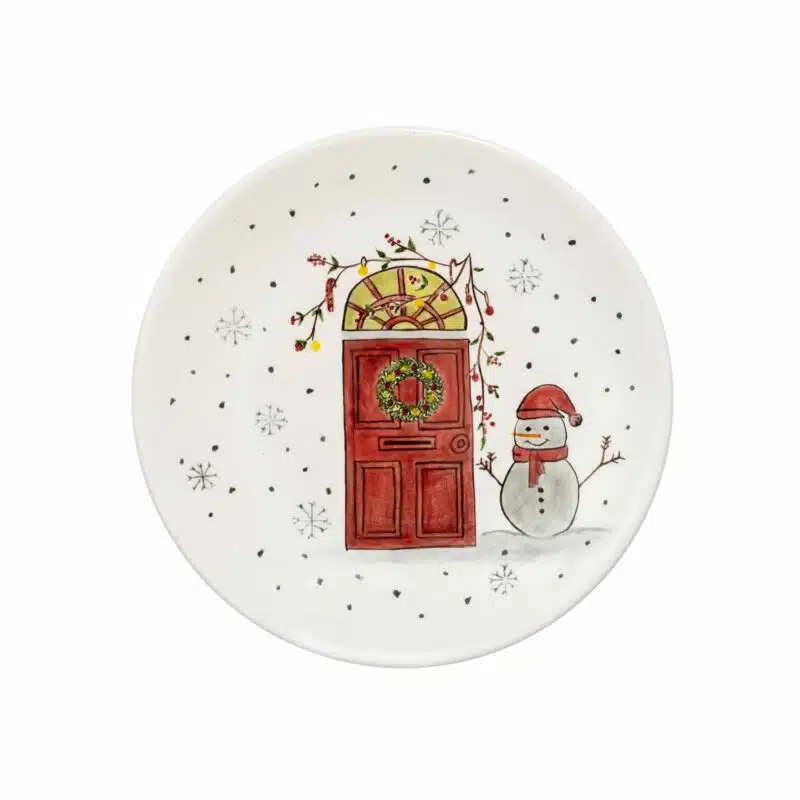 Xmas Snowman Handmade Ceramic 18 cm Dessert Plate