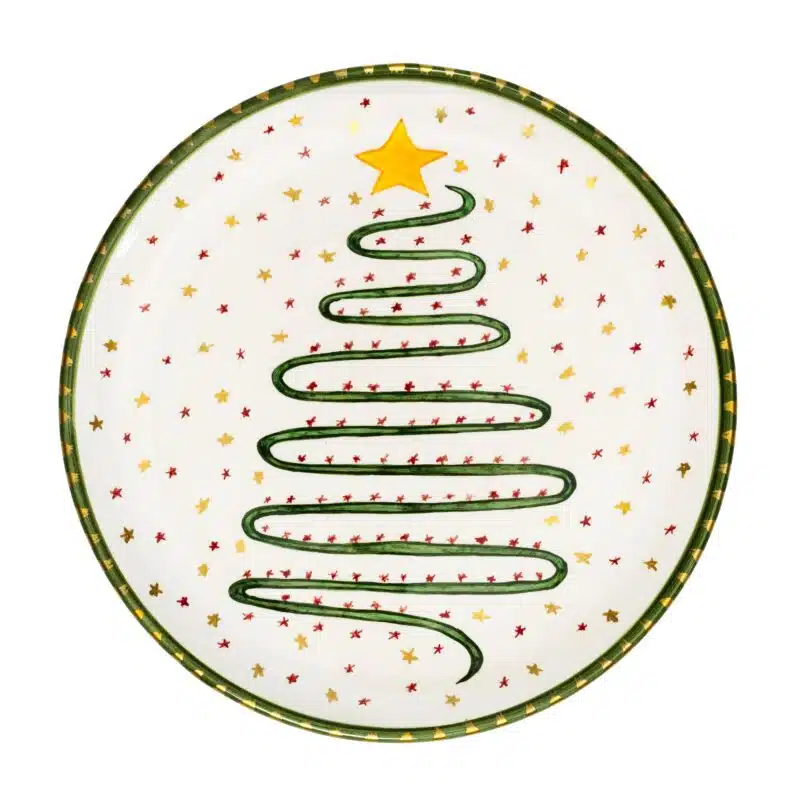 Xmas Tree Handmade Ceramic 25 cm Dinner Plate