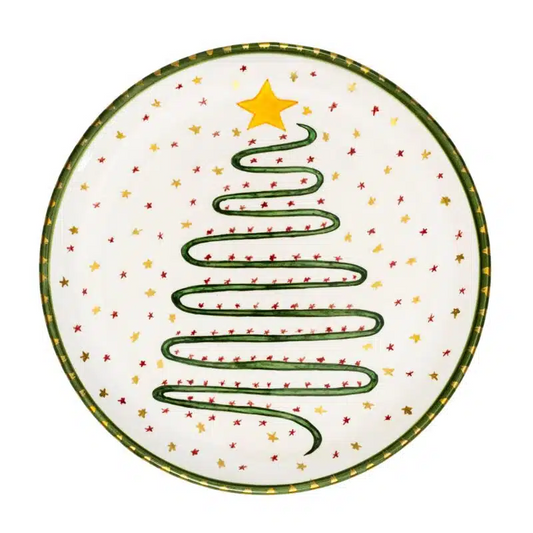 Xmas Tree Handmade Ceramic 25 cm Dinner Plate