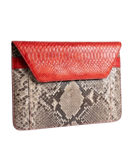 Monica Italian Python Leather Clutch Handbag