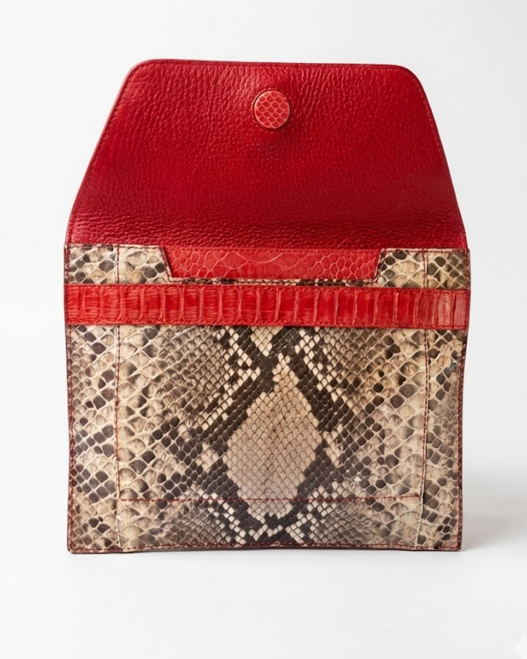 Monica Italian Python Leather Clutch Handbag