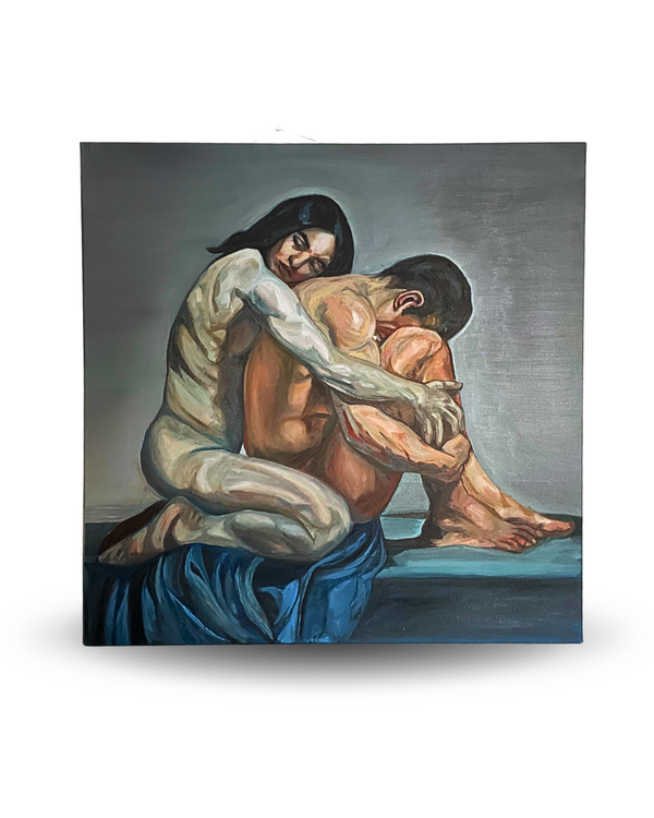 Healer Woman 90×90cm Figurative Expressionism Surrealism Oil Painting